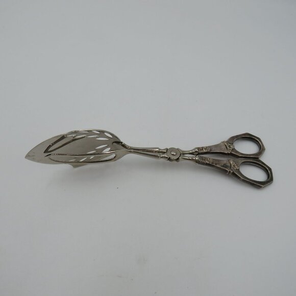 Scandinavian Antique Silver Pastry Tongs Art Deco Ornate Handles Marked NH830S - Picture 7 of 12
